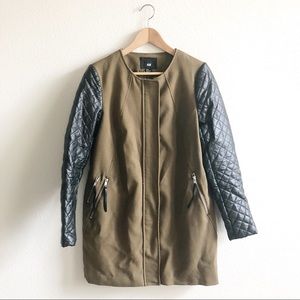 H&M - coat w/ faux leather sleeves